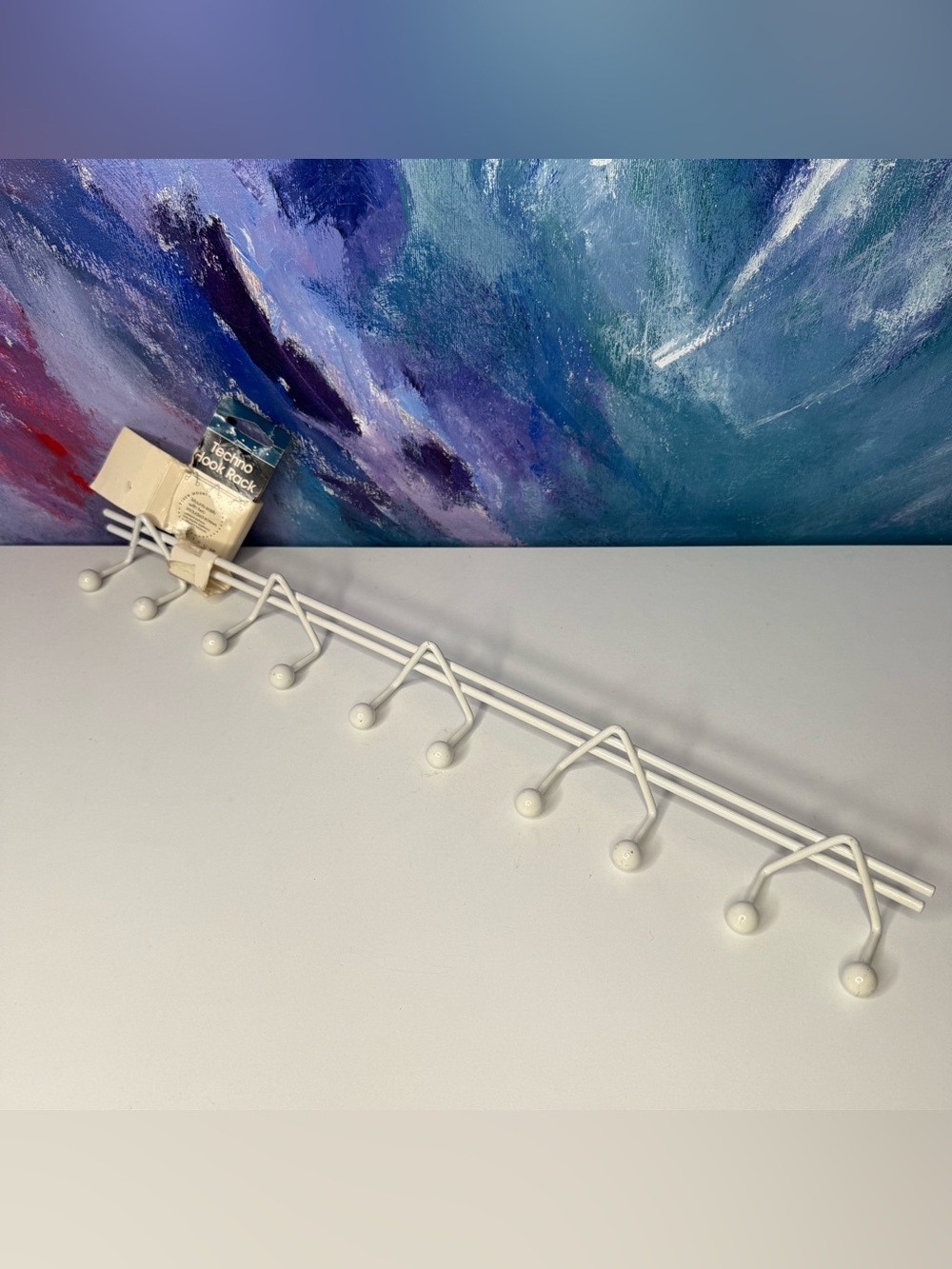 Spectrum Techno Hook Rack 10 Pegs White Metal Vintage Wall Hanger 1999 90s Y2K
